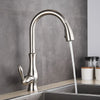 Gold Swivel Kitchen Faucet — Pull-Down Sprayer, Brass