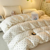Satin Duvet Cover Set — 3-Piece, Black Dot Print