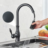 Gold Swivel Kitchen Faucet — Pull-Down Sprayer, Brass