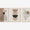 Neutral Beige Bohemian Line Art Canvas Print — Set of 3