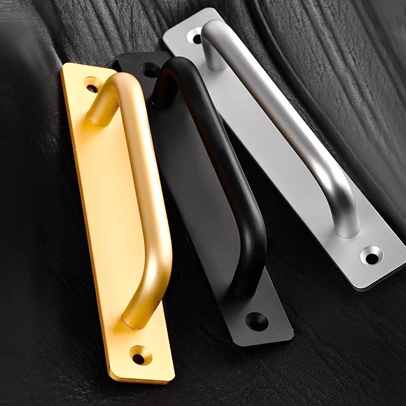 Matte Black Barn Door Handle Set — Aluminum with Backplate