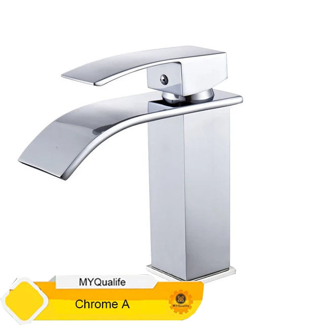 Waterfall Bathroom Basin Faucet — Single Hole Hot & Cold Mixer Tap