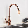 Gold Swivel Kitchen Faucet — Pull-Down Sprayer, Brass