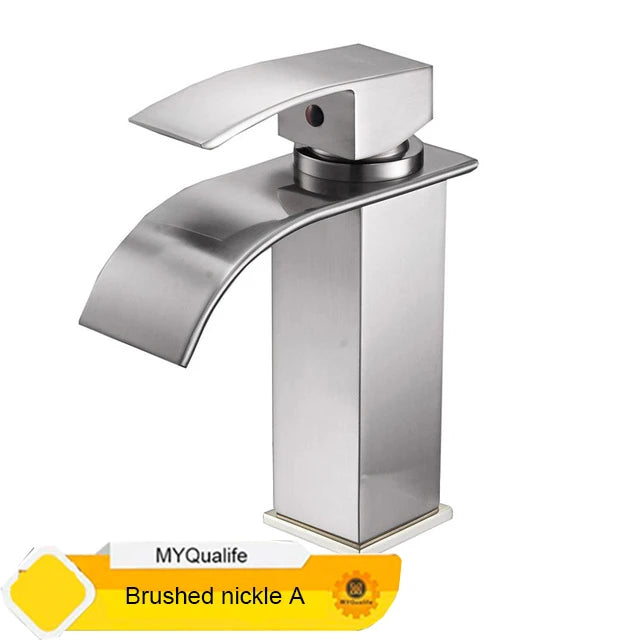 Waterfall Bathroom Basin Faucet — Single Hole Hot & Cold Mixer Tap