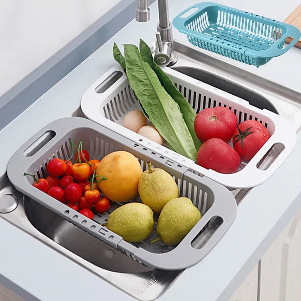 Extendable Over-Sink Colander Strainer Basket