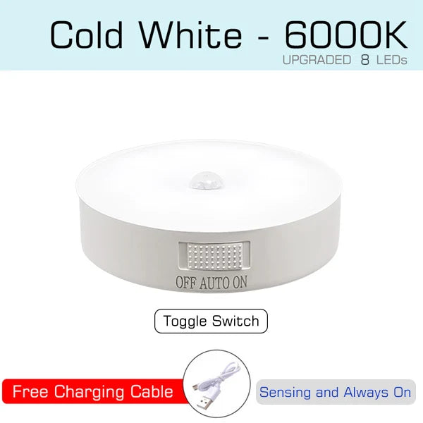 Motion Sensor Night Light — USB Rechargeable LED