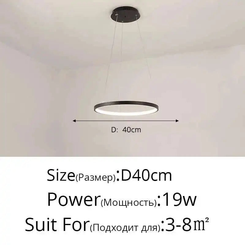 LED Ring Pendant Chandelier — Modern Nordic, Remote Control