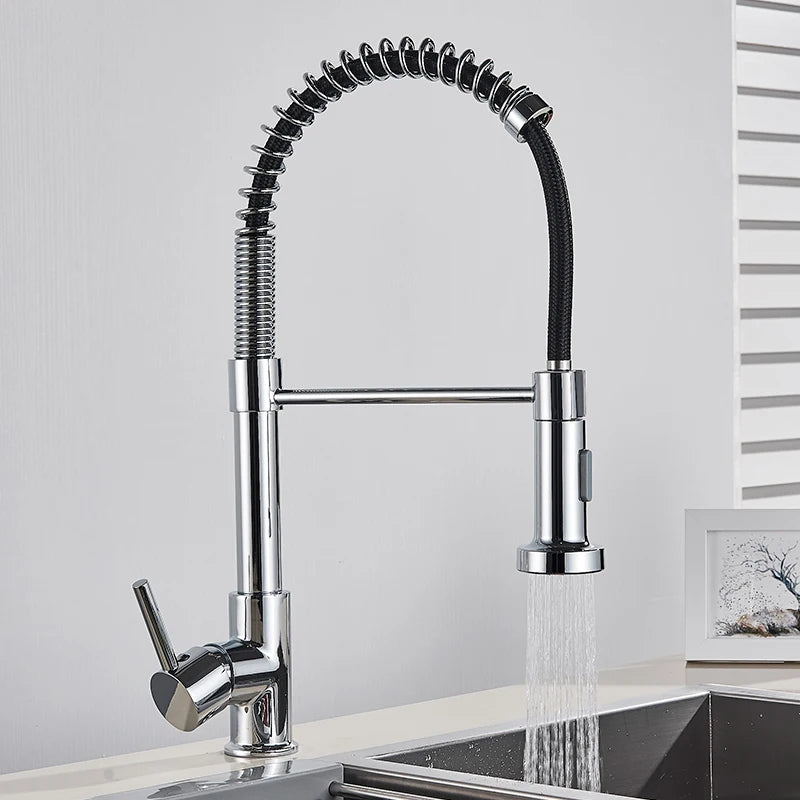 Pull-Down Kitchen Faucet — 360° Rotation, 2-Way Spray, Single Handle