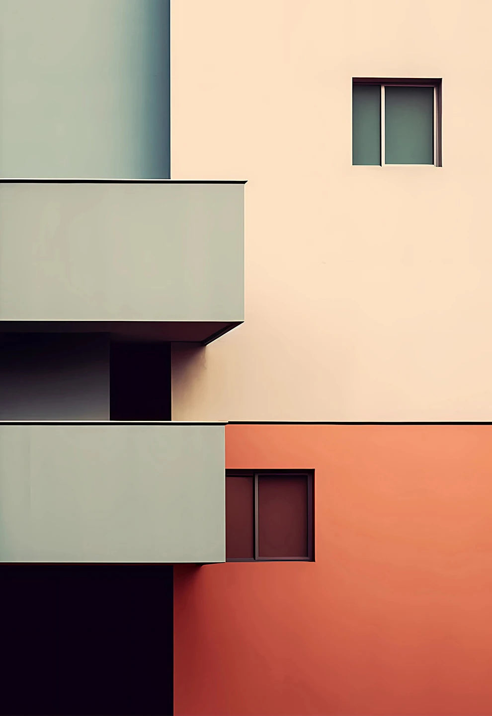 Fallingwater Architecture Canvas Print — Bauhaus Minimalist Art