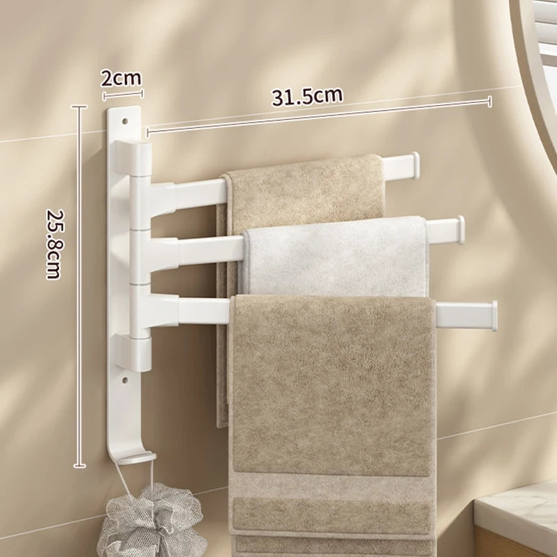 Rotatable Aluminum Towel Rack — 2 to 5 Bar, Wall Mounted
