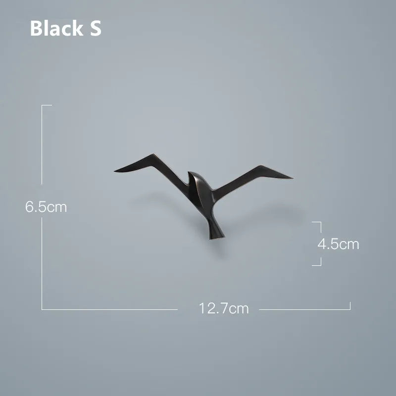 Luxury Pure Copper Seagull Wall Sculpture — Retro Bird Decor