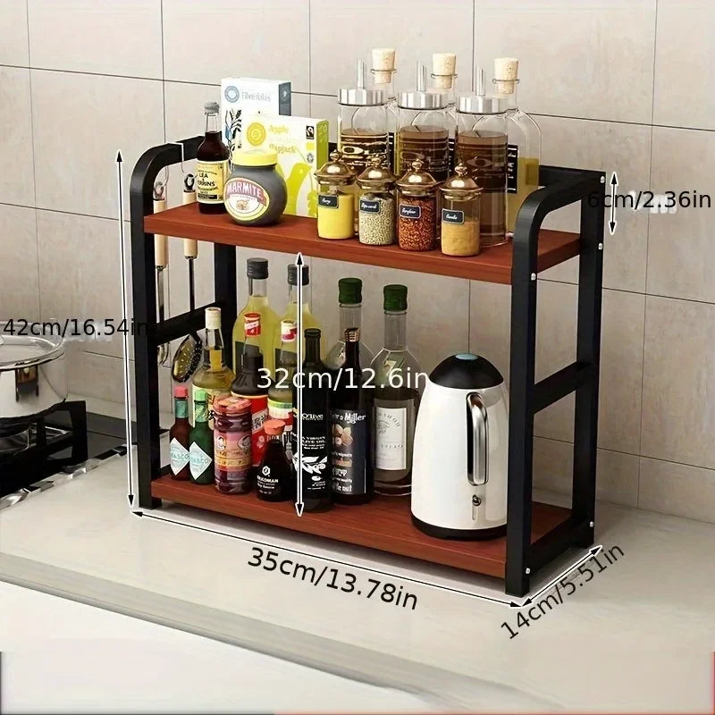 2-Tier Metal Countertop Shelf — Rustproof Kitchen Organizer
