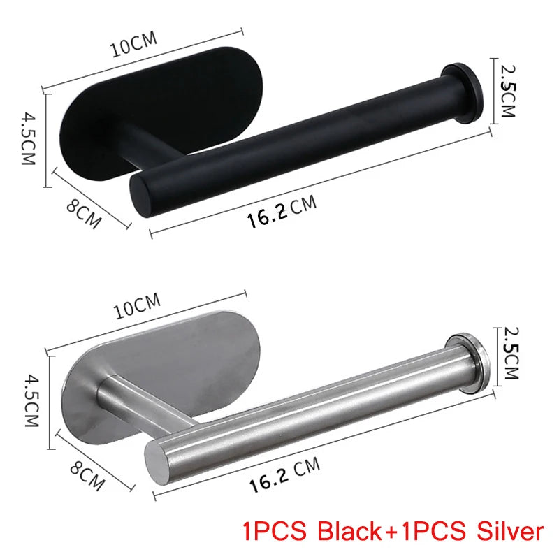 Stainless Steel Paper Towel Holder — No-Drill, Self-Adhesive