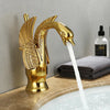 Gold Swan-Shape Basin Faucet — Single Handle, Deck Mount