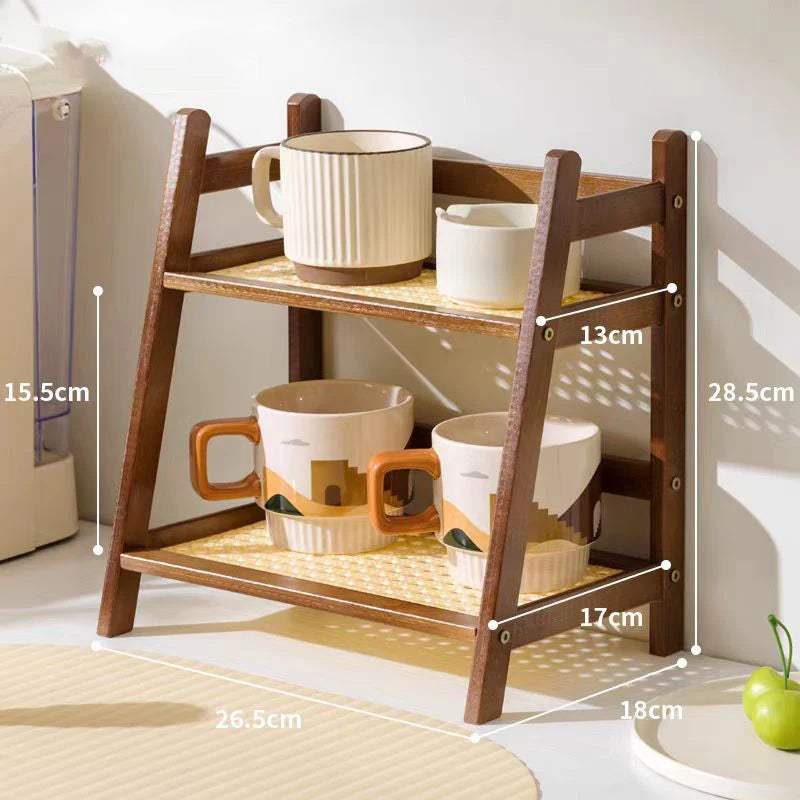 2-Tier Bamboo Spice Rack & Kitchen Counter Shelf
