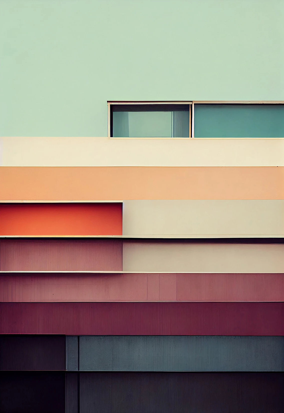 Fallingwater Architecture Canvas Print — Bauhaus Minimalist Art