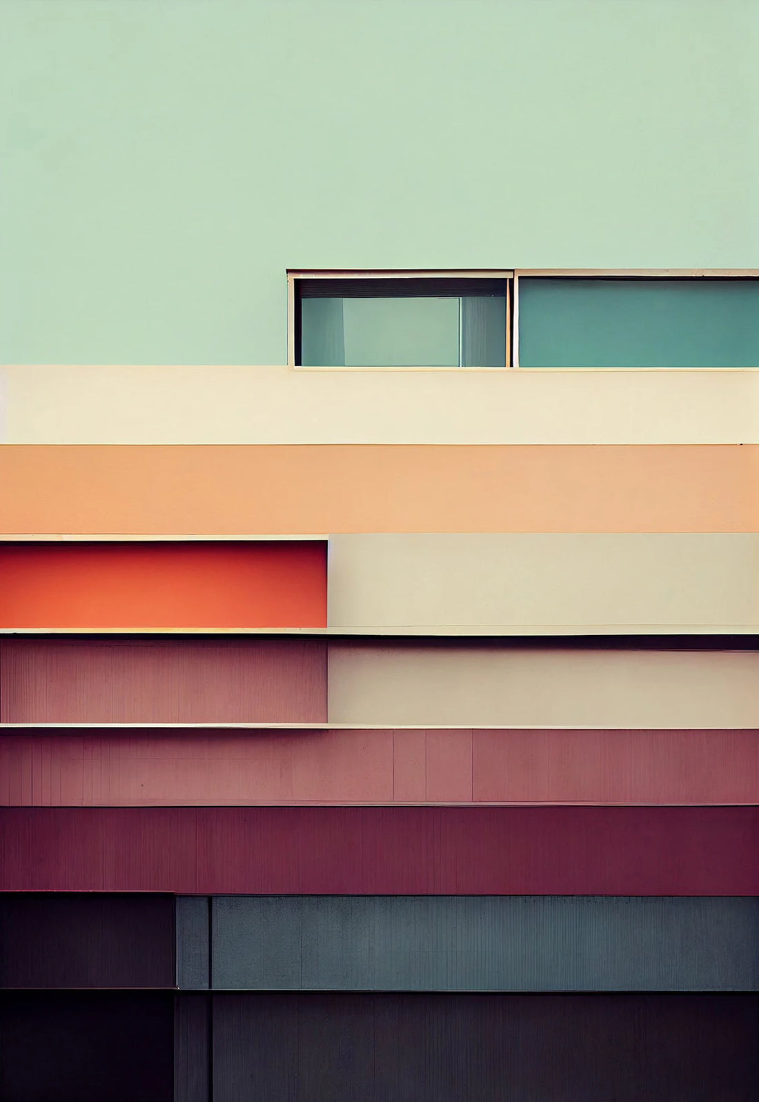 Fallingwater Architecture Canvas Print — Bauhaus Minimalist Art