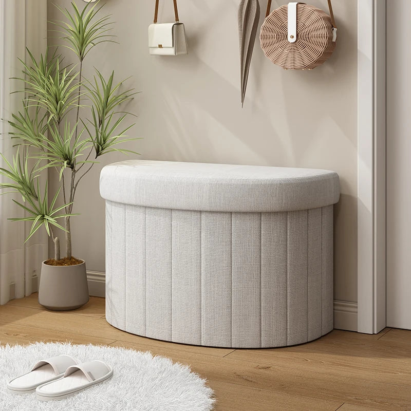 Foldable Storage Ottoman with Upholstered Seat