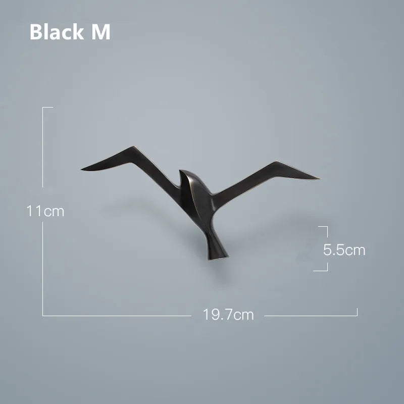 Luxury Pure Copper Seagull Wall Sculpture — Retro Bird Decor