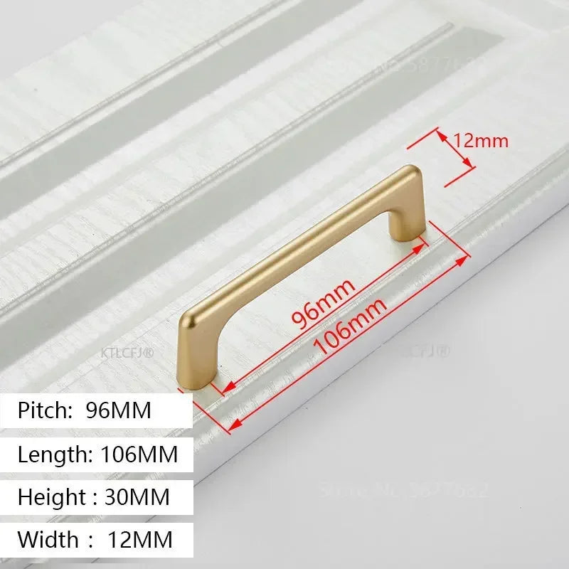 Square U-Type Gold Cabinet Handle — Aluminum Drawer Pull