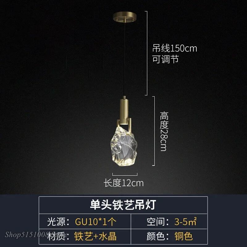 Nordic Crystal LED Pendant Light — Gold, European Luxury