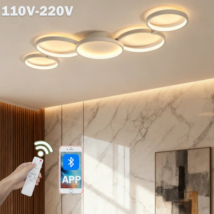 LED Ceiling Light — 3 Colors, Bluetooth App & Remote Dimming