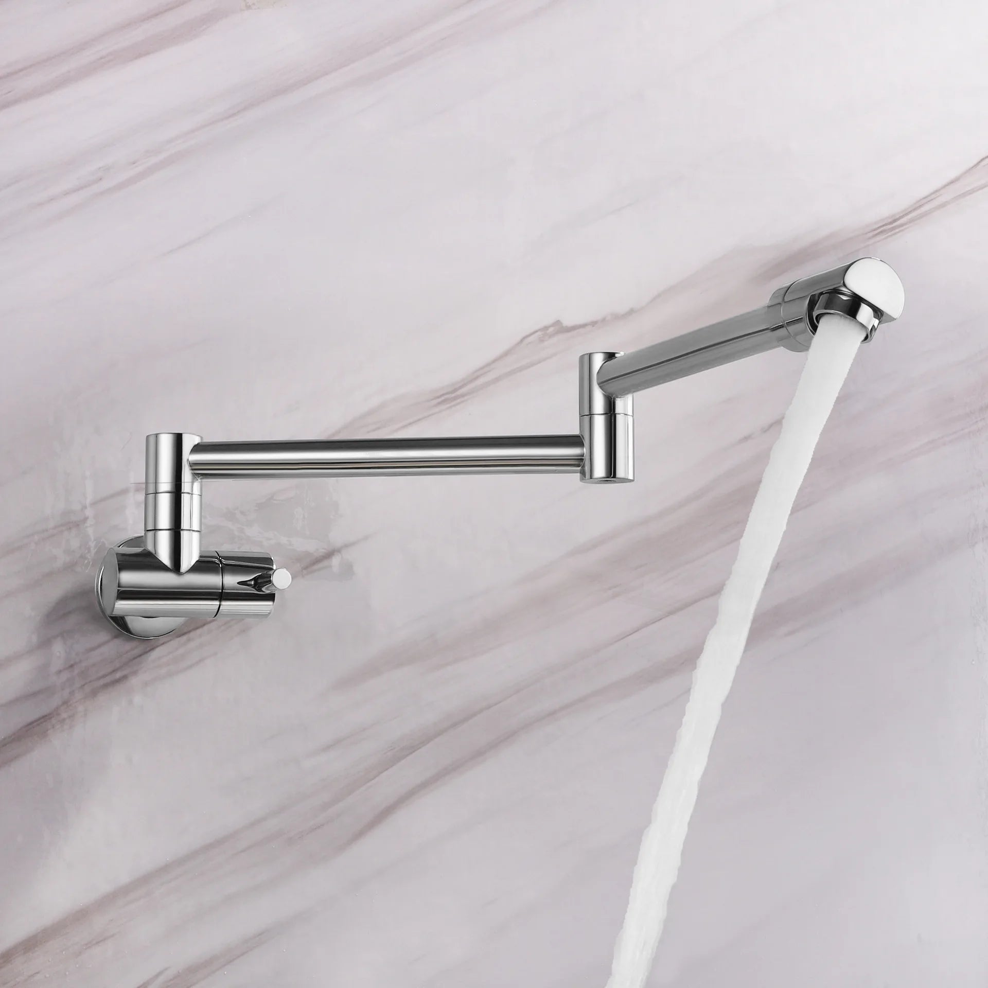 Wall-Mounted Folding Pot Filler Faucet — 360° Swing Arm, All Copper