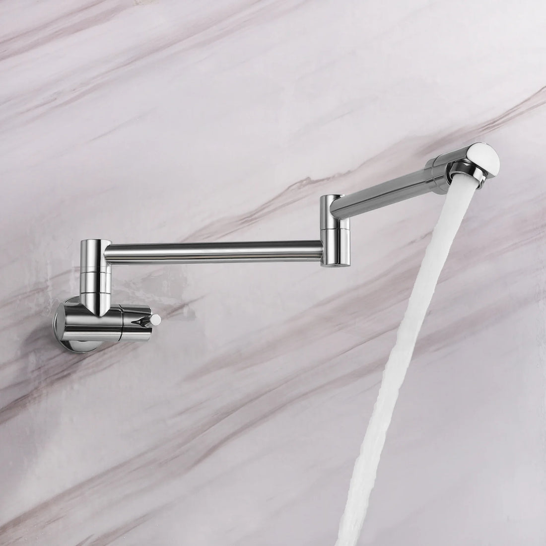 Wall-Mounted Folding Pot Filler Faucet — 360° Swing Arm, All Copper