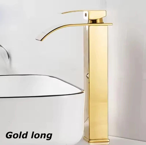 Black Waterfall Basin Faucet — Stainless Steel, Hot & Cold