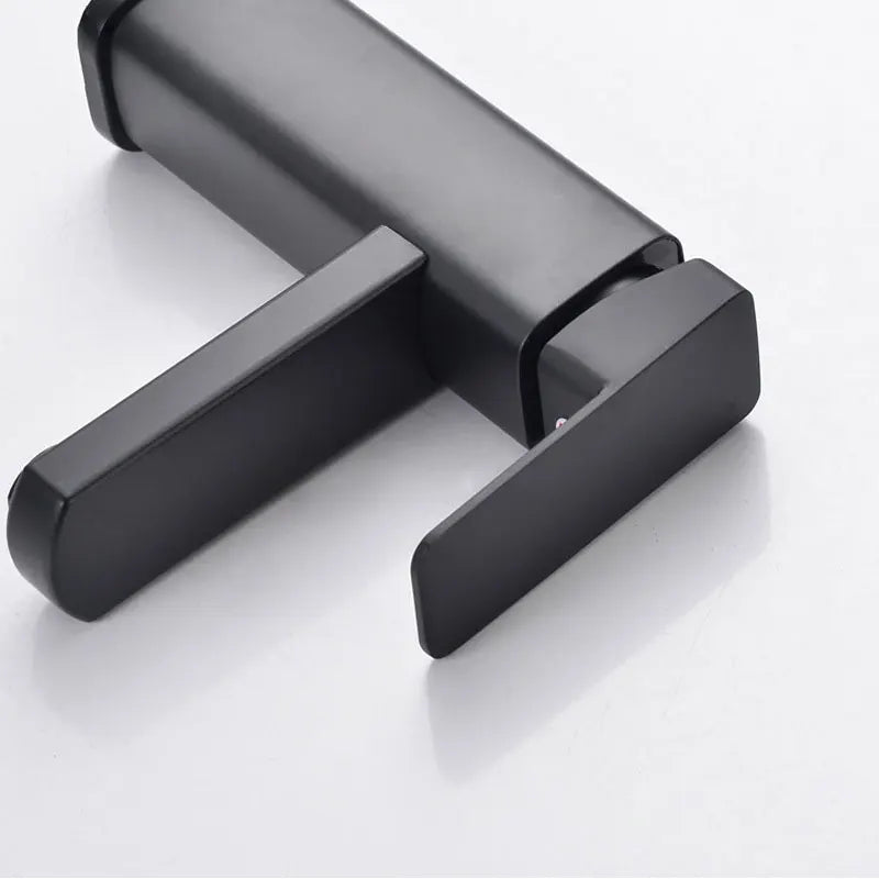 Black & Chrome Bathroom Sink Faucet — Hot & Cold Mixer
