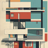 Fallingwater Architecture Canvas Print — Bauhaus Minimalist Art
