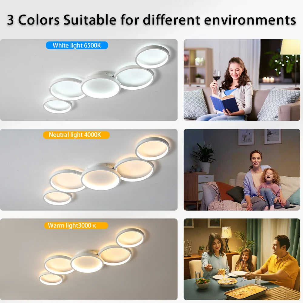 LED Ceiling Light — 3 Colors, Bluetooth App & Remote Dimming