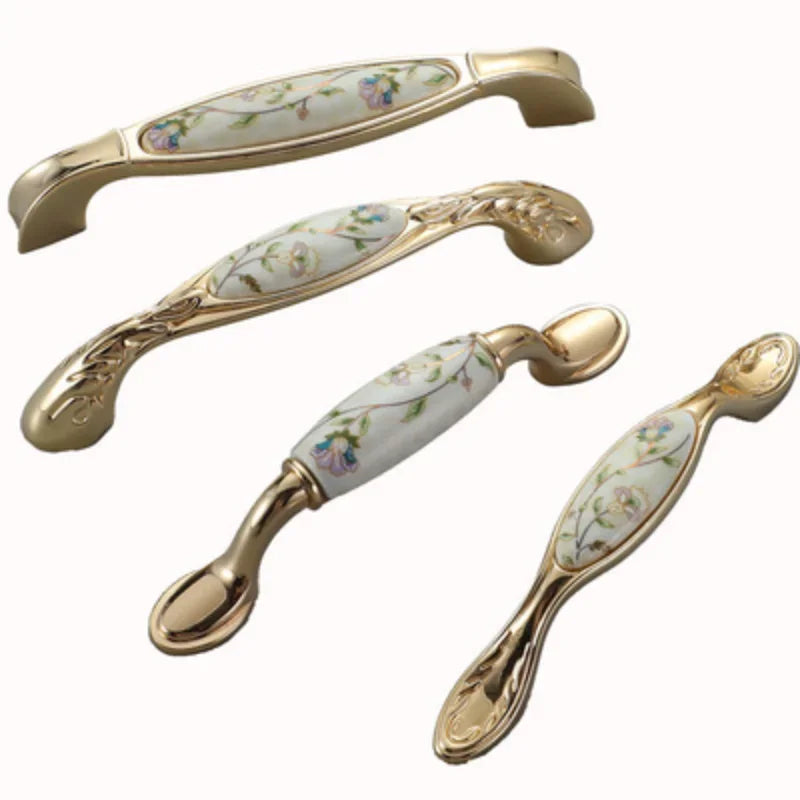 Gold Ceramic Cabinet Handle — European Light Luxury Knob