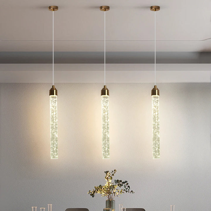 Luxury Crystal Pendant Light — Gold Fixture, LED