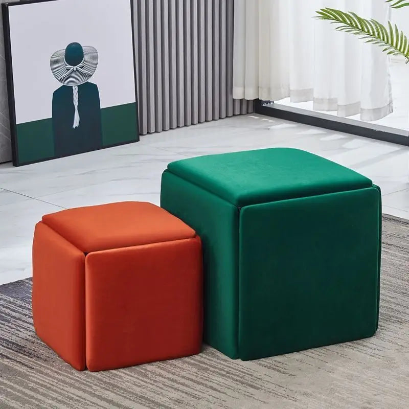 5-in-1 Foldable Cube Ottoman Set — Nordic Wood