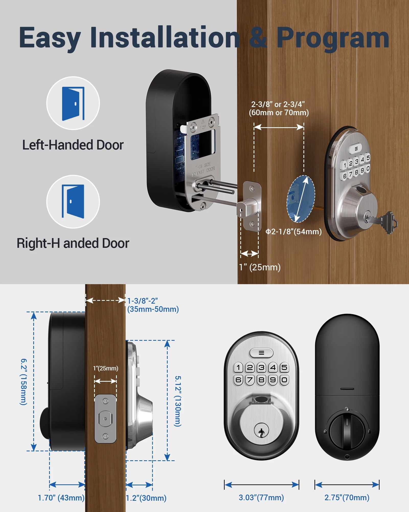 Fingerprint Keypad Deadbolt Lock — Keyless Front Door Entry