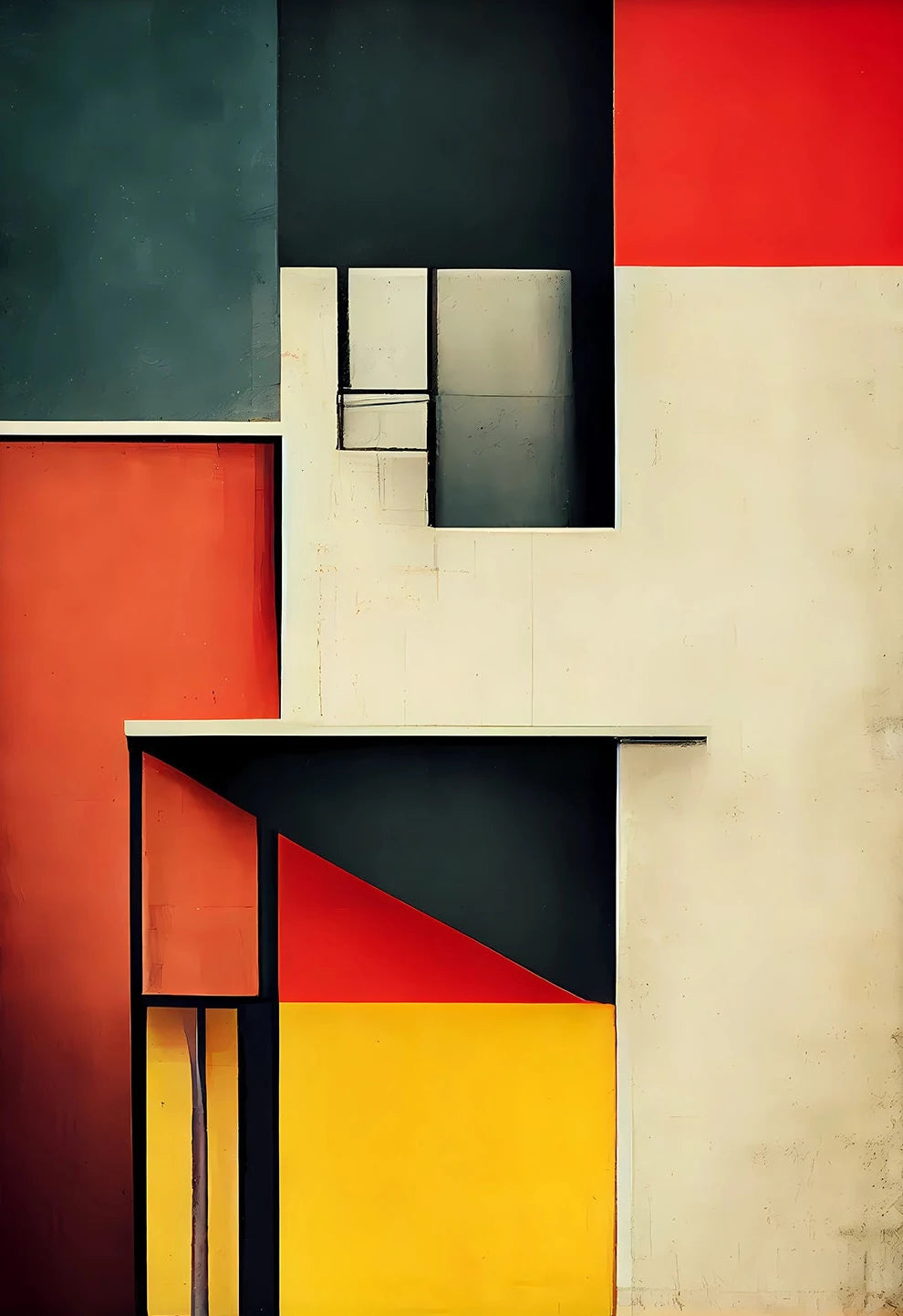 Fallingwater Architecture Canvas Print — Bauhaus Minimalist Art