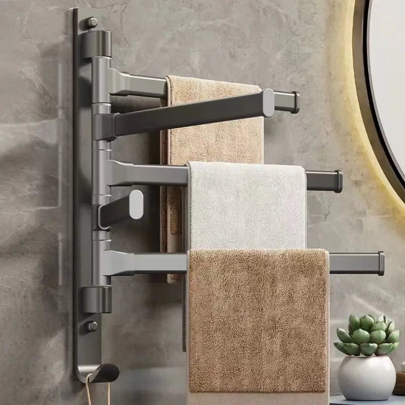 Rotatable Aluminum Towel Rack — 2 to 5 Bar, Wall Mounted
