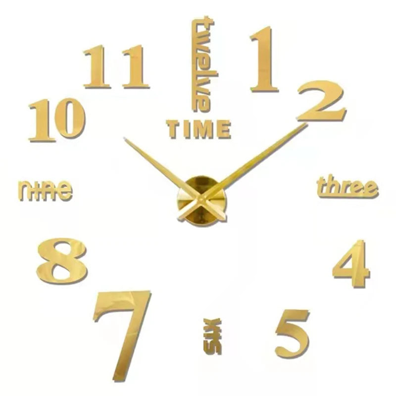 3D Roman Numeral Acrylic Mirror Wall Clock — DIY Quartz