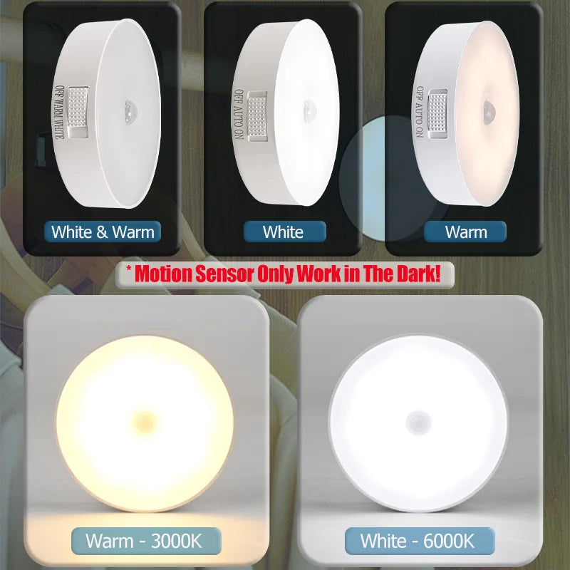 Motion Sensor Night Light — USB Rechargeable LED