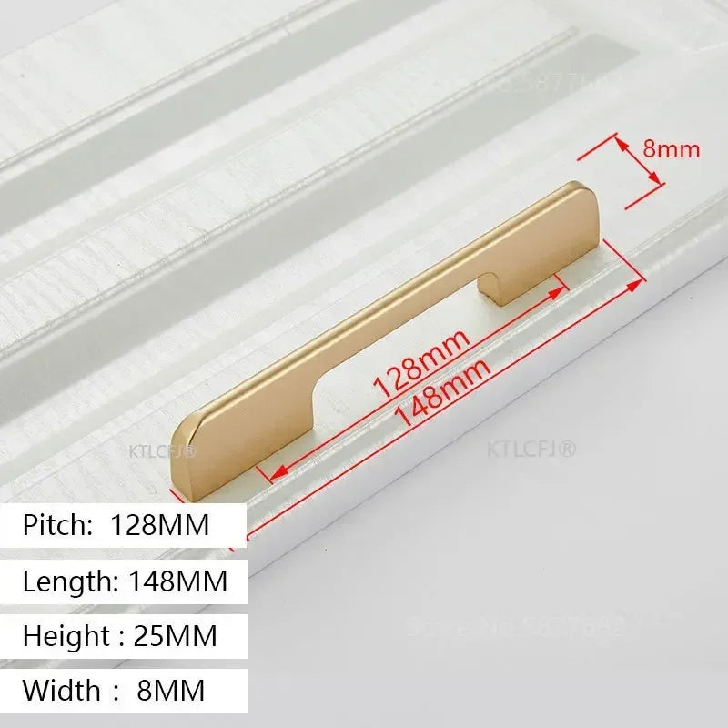Square U-Type Gold Cabinet Handle — Aluminum Drawer Pull