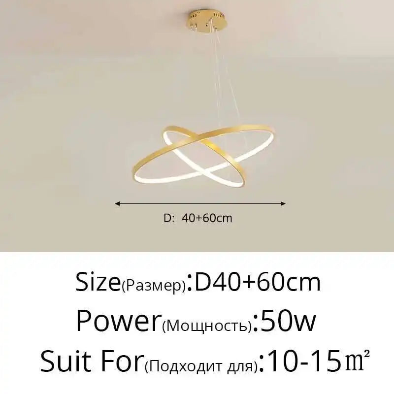 LED Ring Pendant Chandelier — Modern Nordic, Remote Control