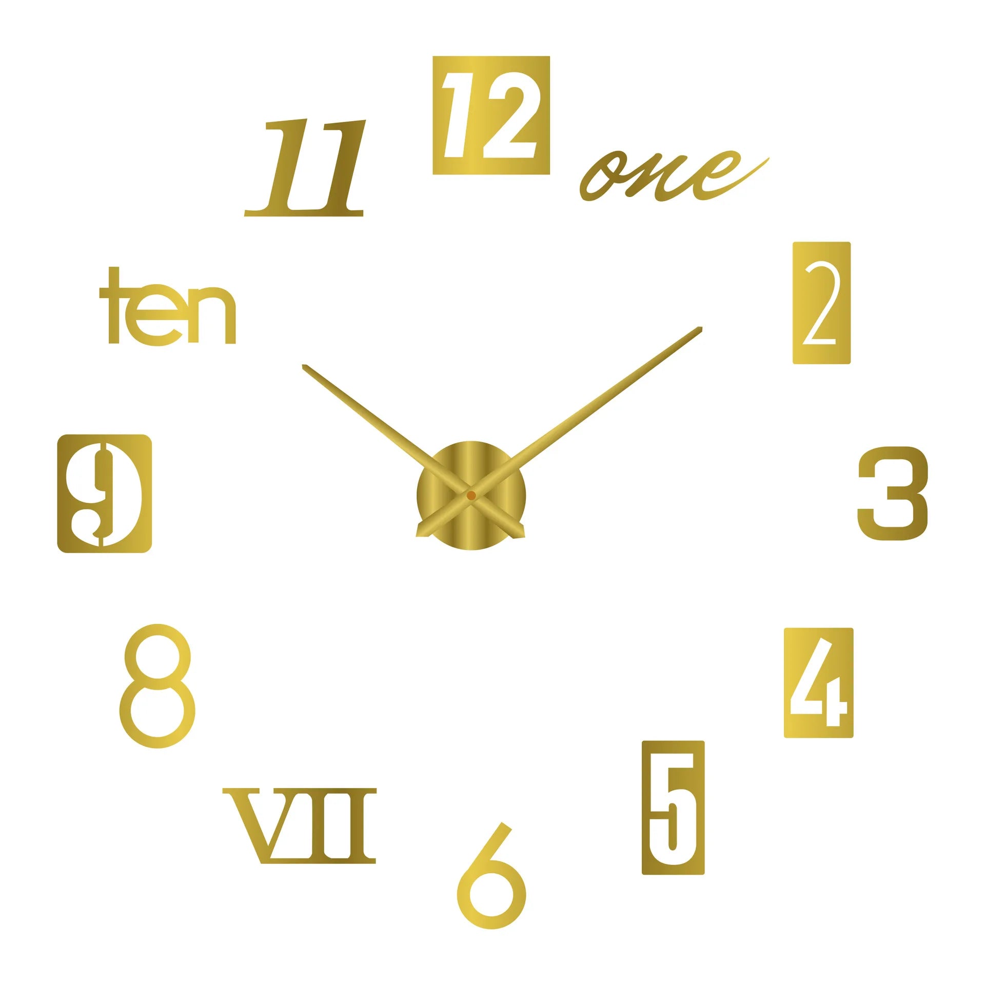 3D Roman Numeral Acrylic Mirror Wall Clock — DIY Quartz