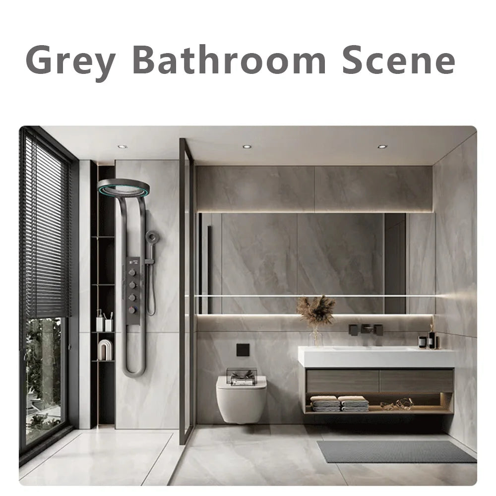Rainfall Shower Panel System — SPA Massage Jets, LED Display