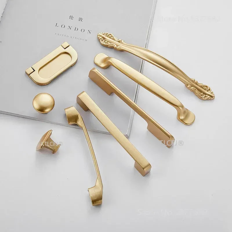 Square U-Type Gold Cabinet Handle — Aluminum Drawer Pull
