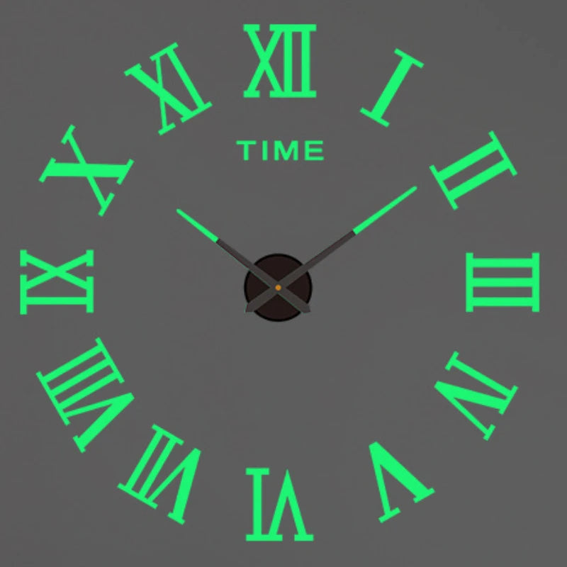 3D Roman Numeral Acrylic Mirror Wall Clock — DIY Quartz