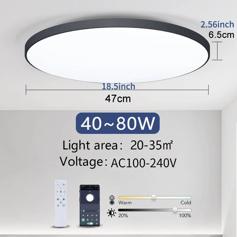 Smart LED Ceiling Light — Dimmable, App & Remote Control