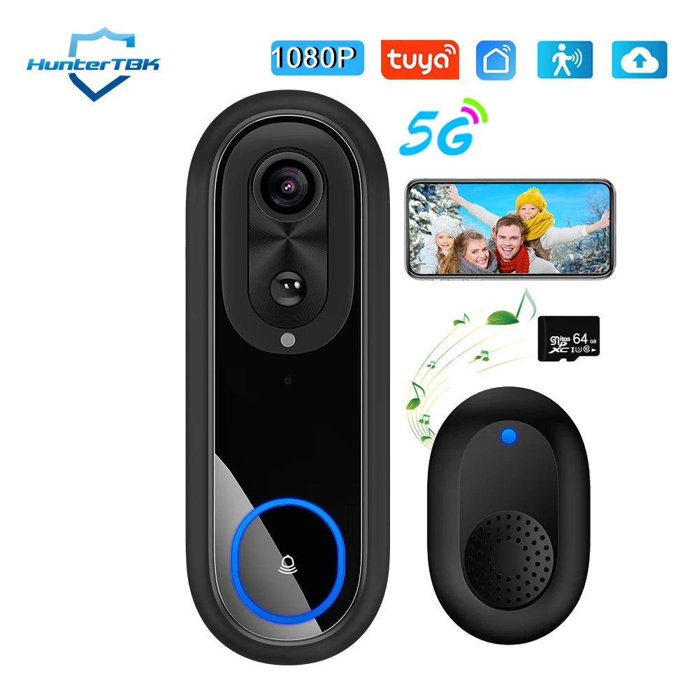 Smart Video Doorbell — 1080P WiFi, 7000mAh Battery