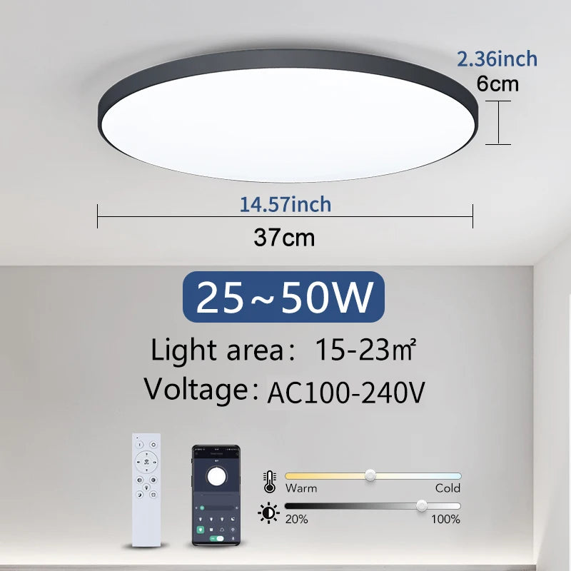 Smart LED Ceiling Light — Dimmable, App & Remote Control