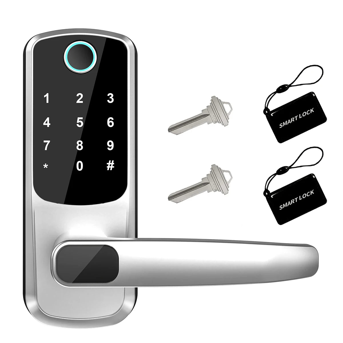 Smart WiFi Door Lock — Fingerprint, Card, Password & Key